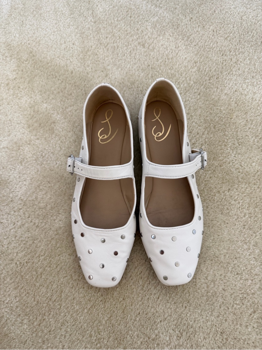 Sam Edelman Michaela White Studded Mary Jane Flats